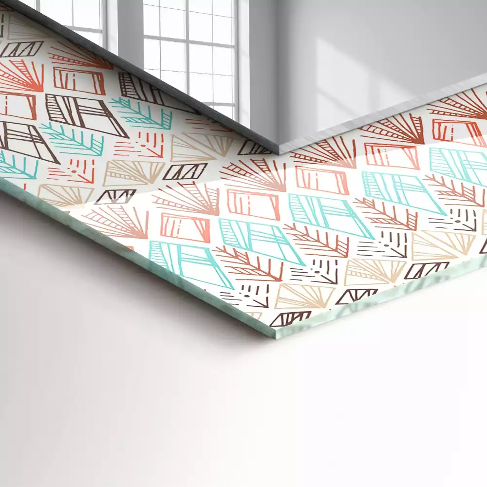 Miroir rectangulaire décoratif imprimé motif géométrique coloré