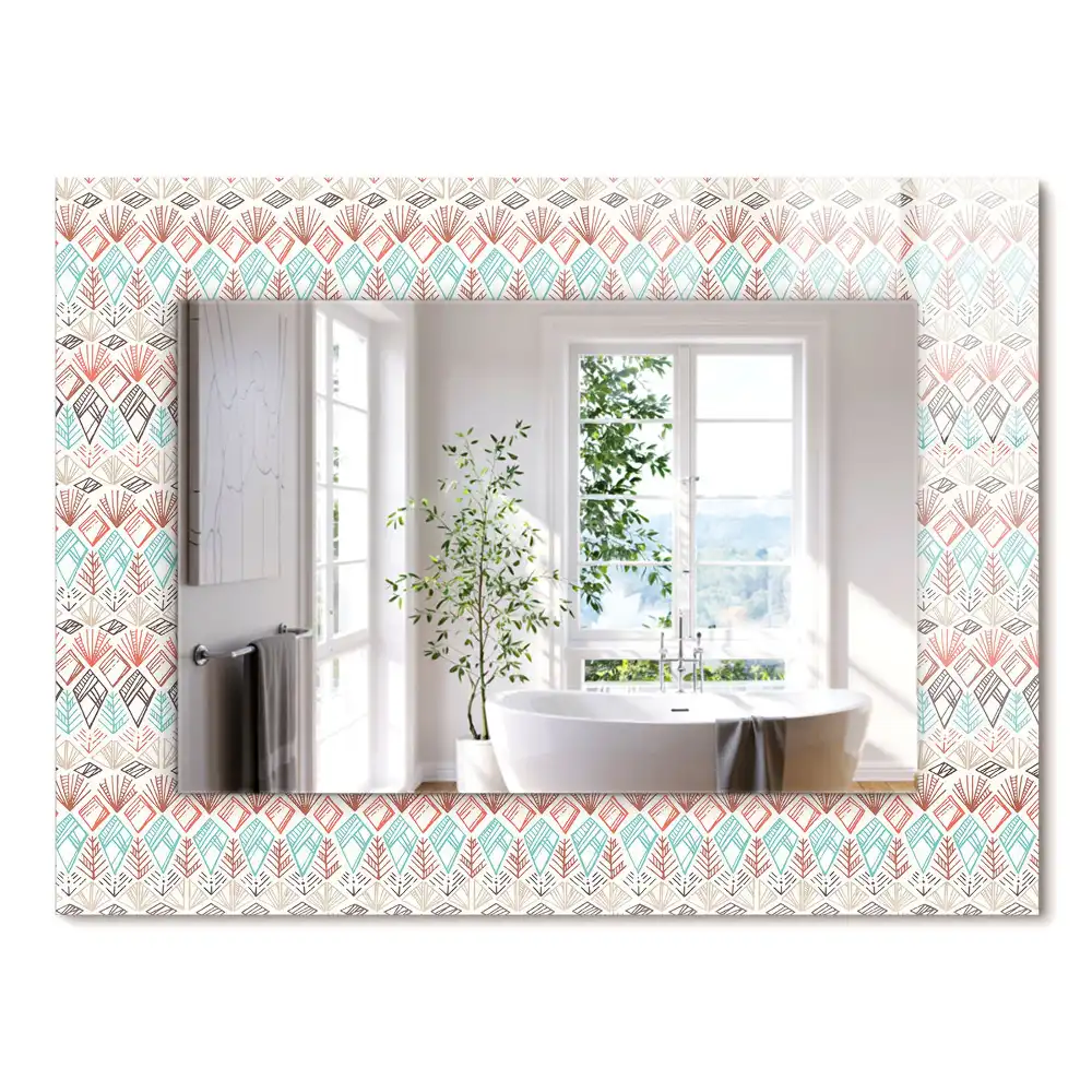 Miroir rectangulaire décoratif imprimé motif géométrique coloré