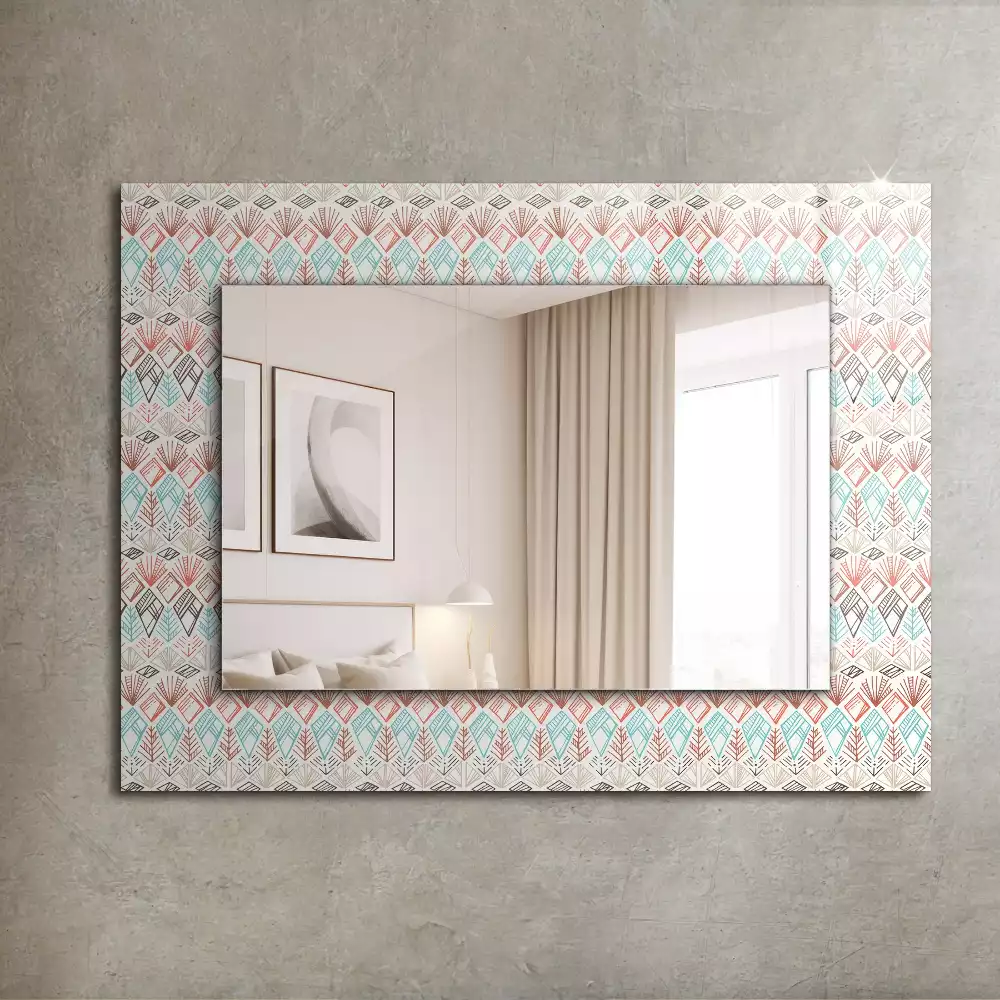 Miroir rectangulaire décoratif imprimé motif géométrique coloré