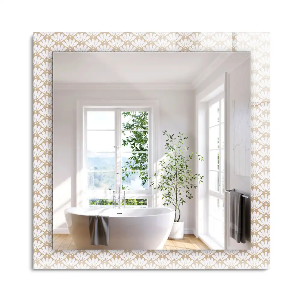 Miroir rectangulaire à cadre imprimé motif floral géométrique