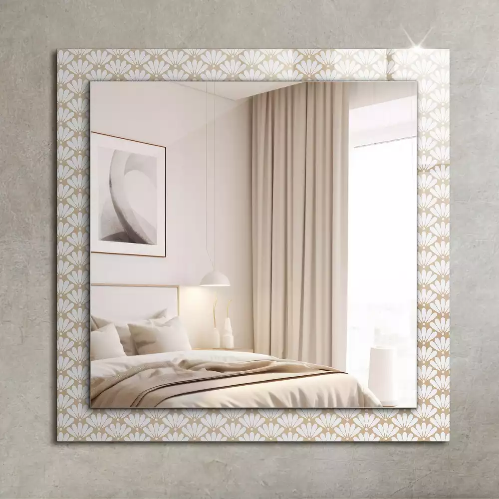Miroir rectangulaire à cadre imprimé motif floral géométrique