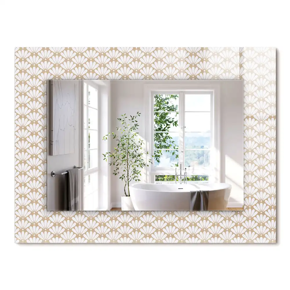 Miroir rectangulaire à cadre imprimé motif floral géométrique