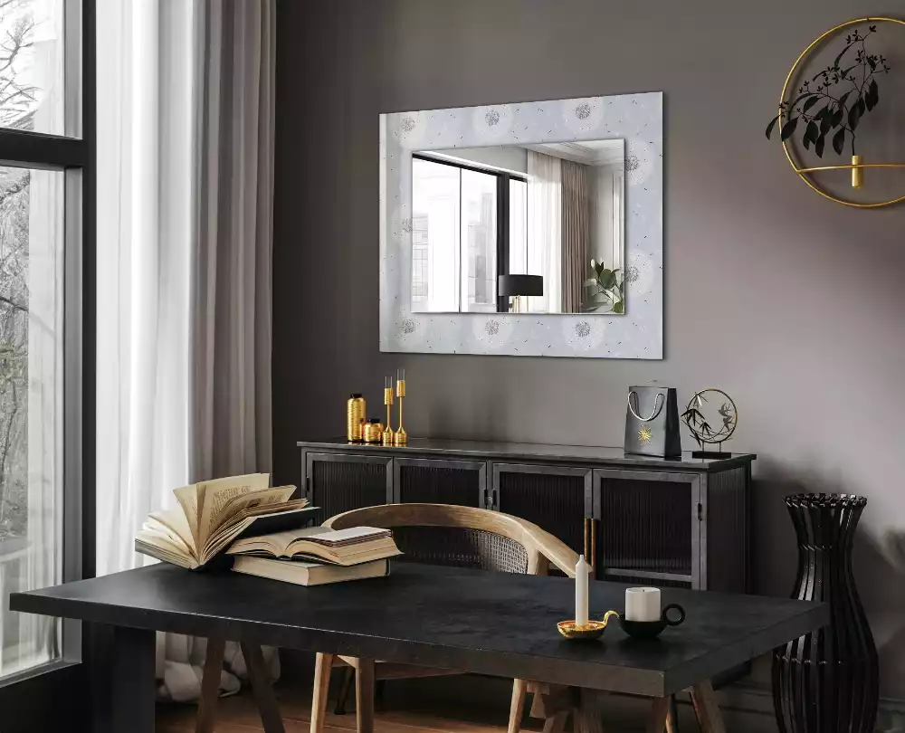 Miroir rectangulaire décoratif pissenlits et fleurs