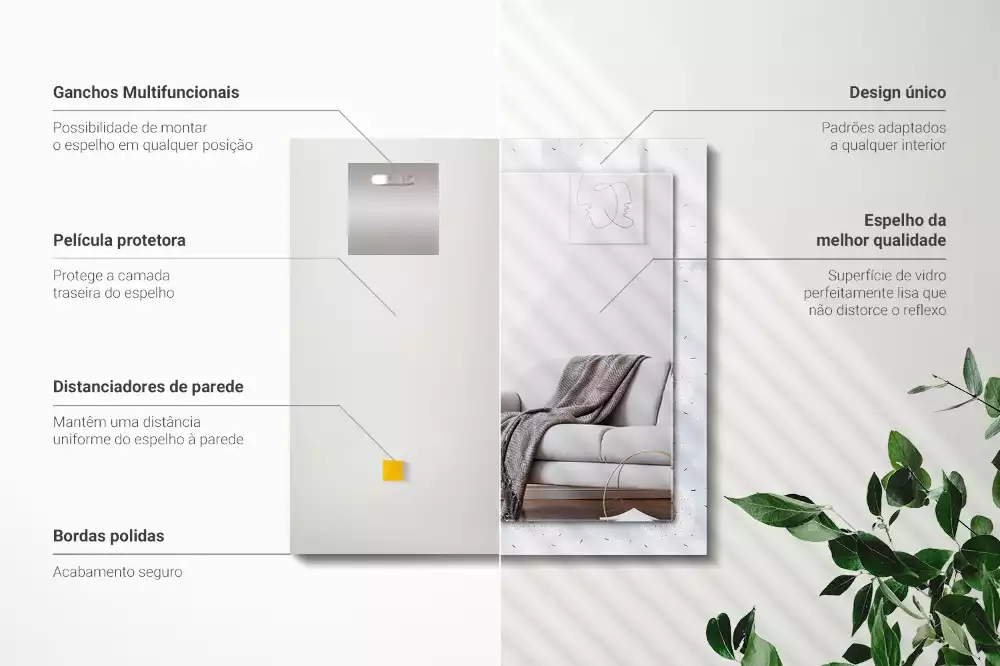 Miroir rectangulaire décoratif pissenlits et fleurs