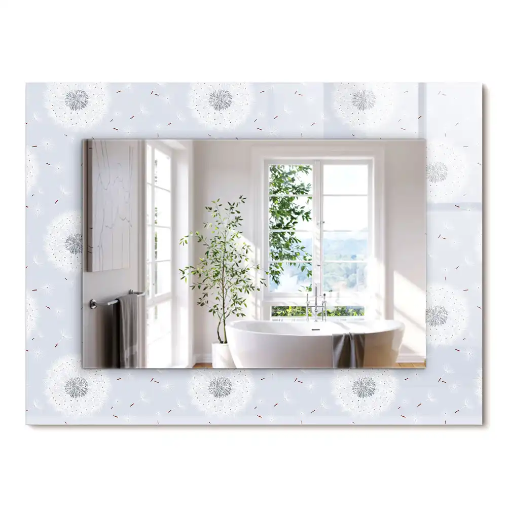 Miroir rectangulaire décoratif pissenlits et fleurs