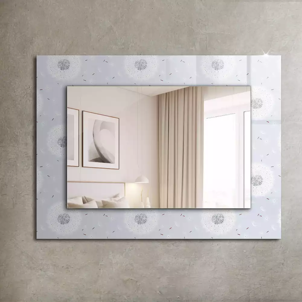 Miroir rectangulaire décoratif pissenlits et fleurs