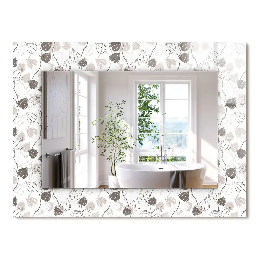 Miroir rectangulaire imprimé motif de feuilles