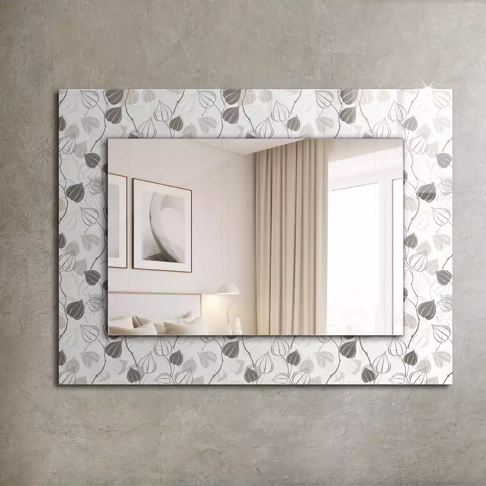Miroir rectangulaire imprimé motif de feuilles