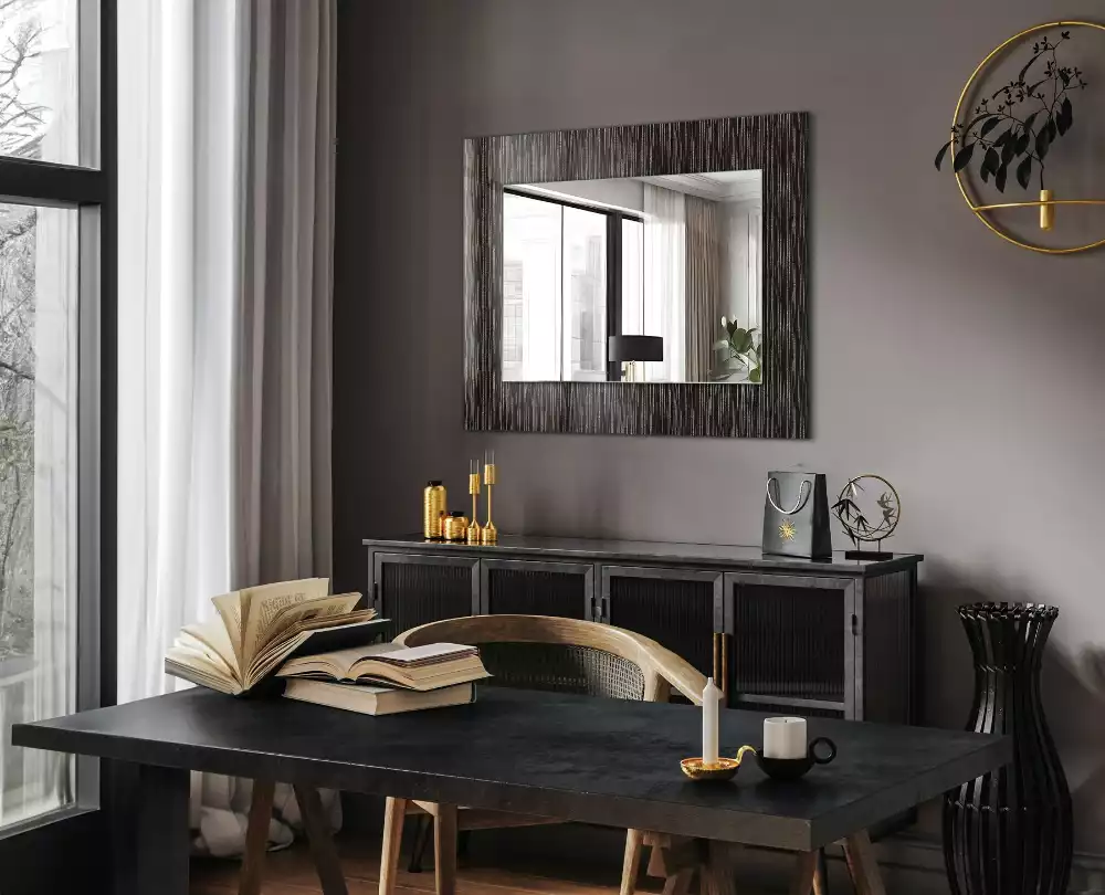 Miroir rectangulaire décoratif imprimé lignes modernes