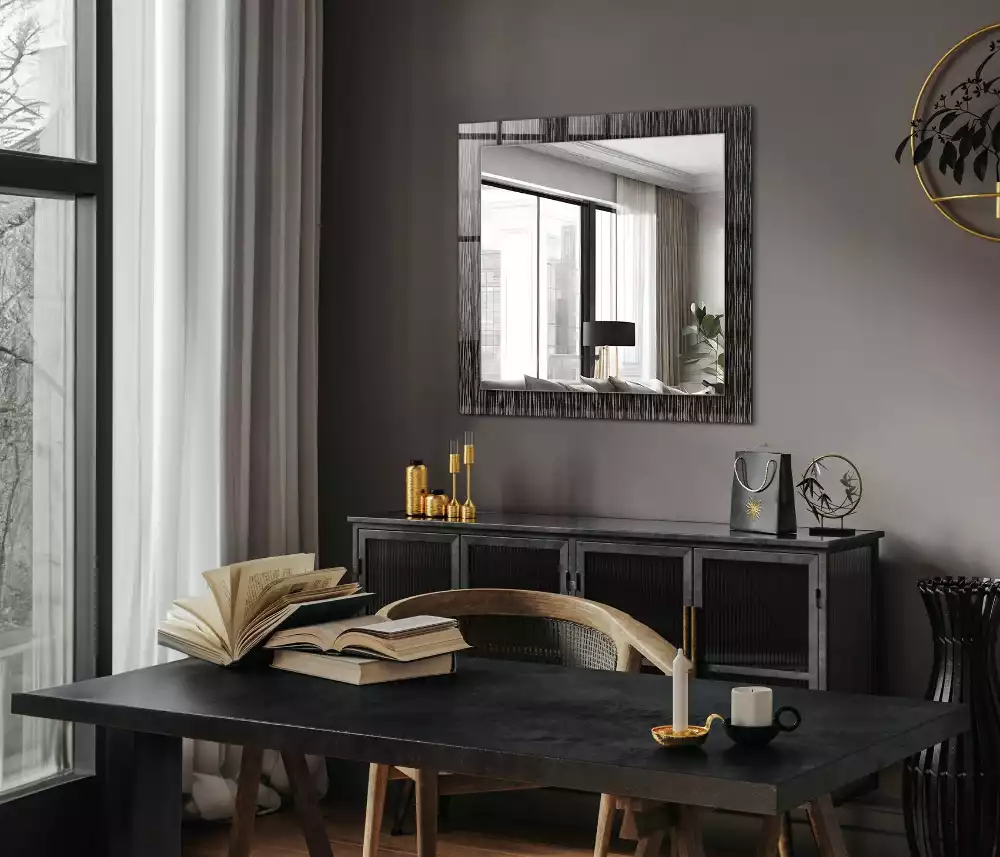 Miroir rectangulaire décoratif imprimé lignes modernes