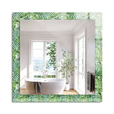 Miroir rectangulaire avec cadre imprimé feuilles de palmier vertes