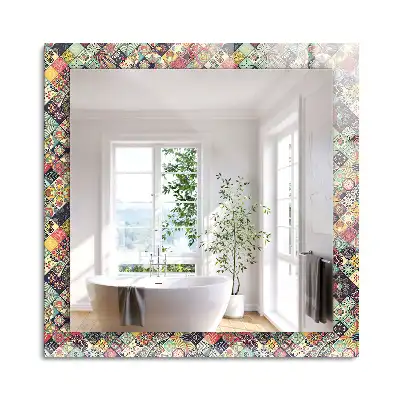 Miroir rectangulaire à cadre imprimé motifs patchwork colorés