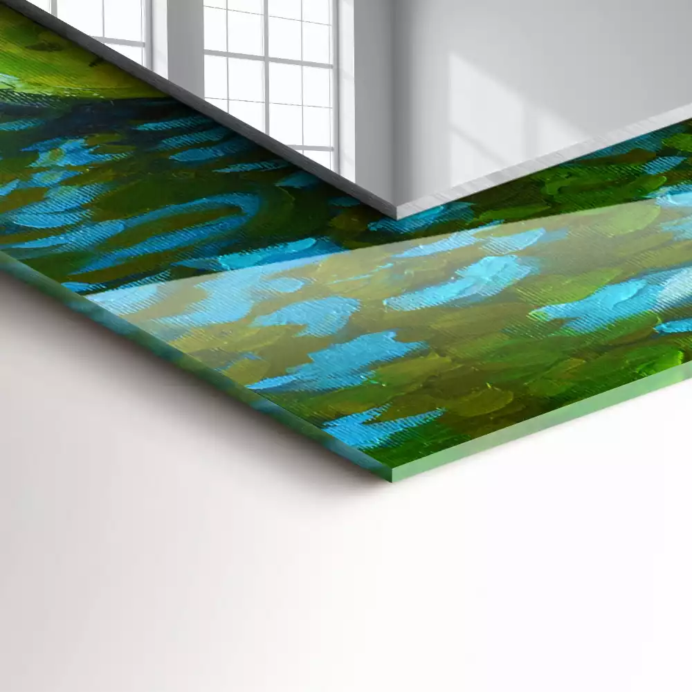 Miroir rectangulaire imprimé nénuphars dans l'étang