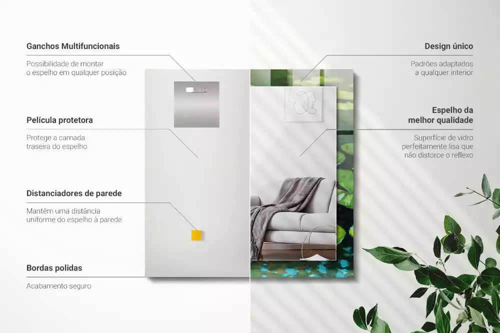 Miroir rectangulaire imprimé nénuphars dans l'étang