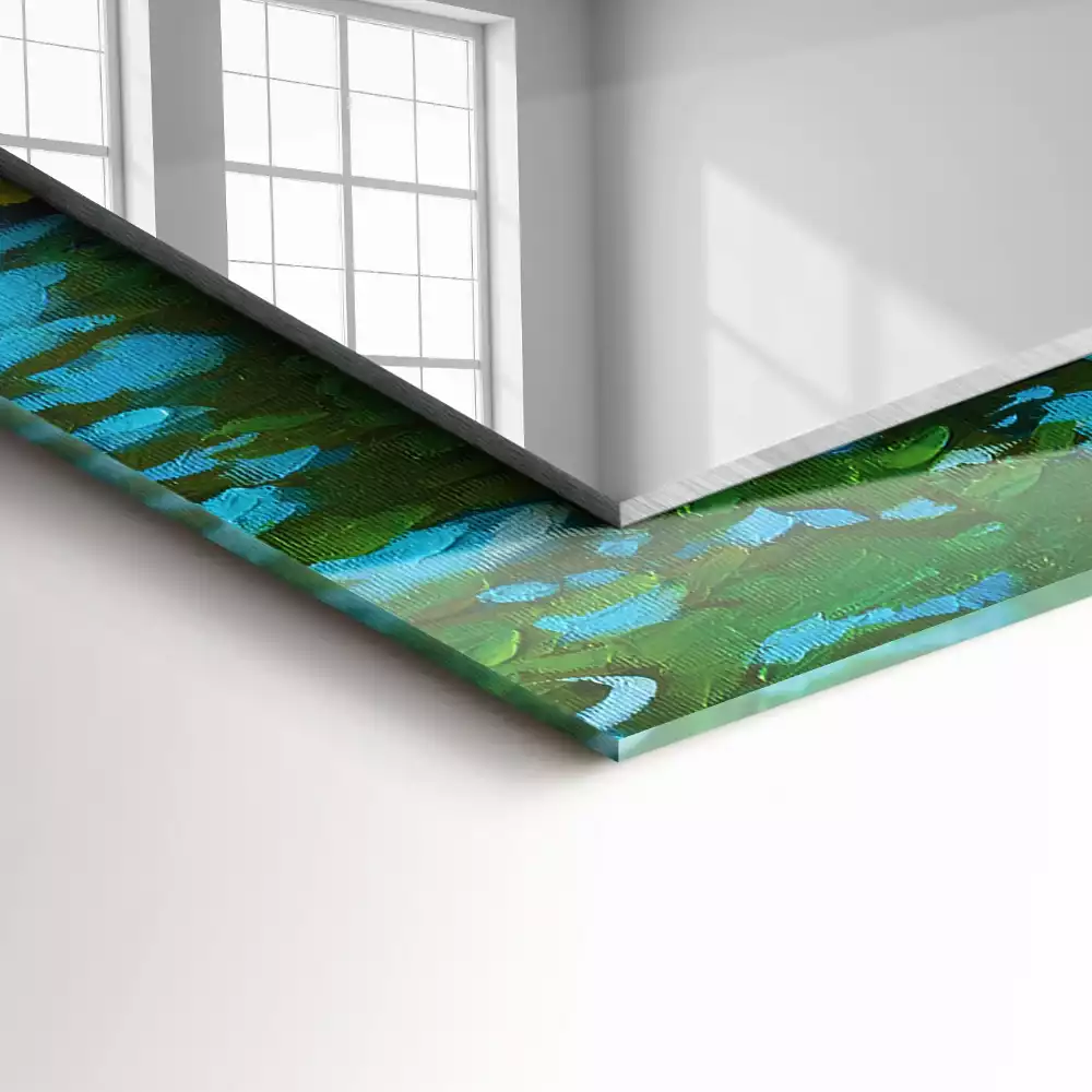 Miroir rectangulaire imprimé nénuphars dans l'étang
