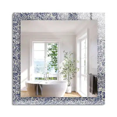 Miroir rectangulaire décoratif imprimé motif textile floral