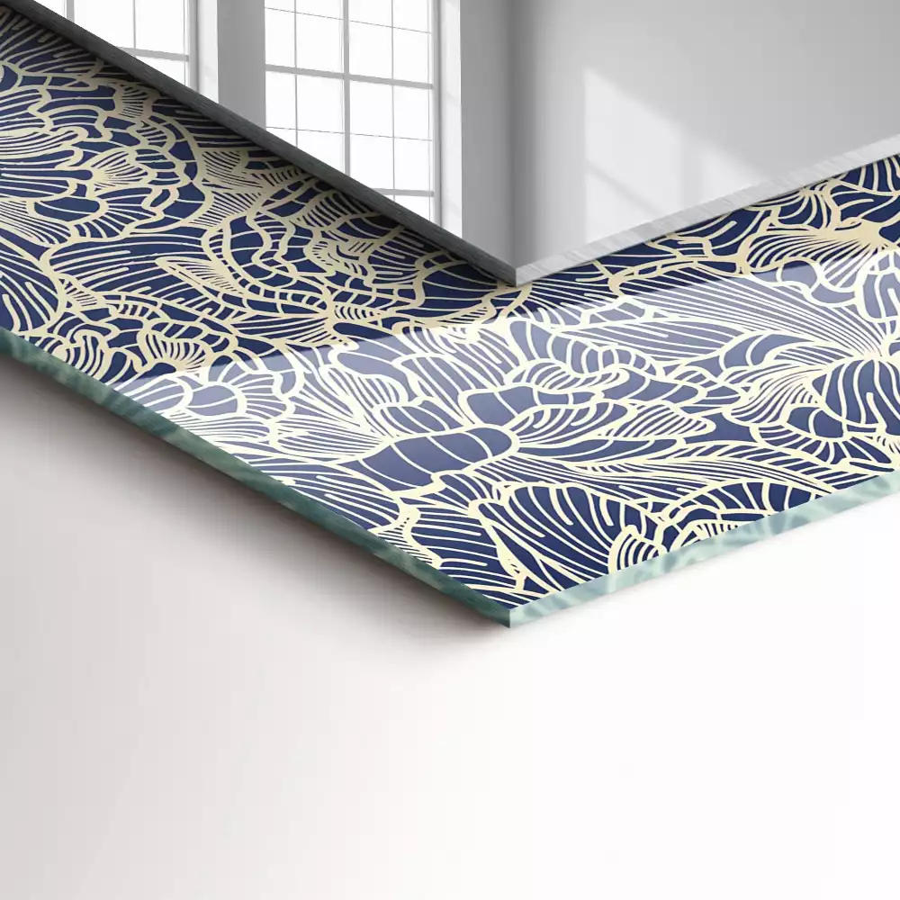 Miroir rectangulaire décoratif imprimé motif textile floral