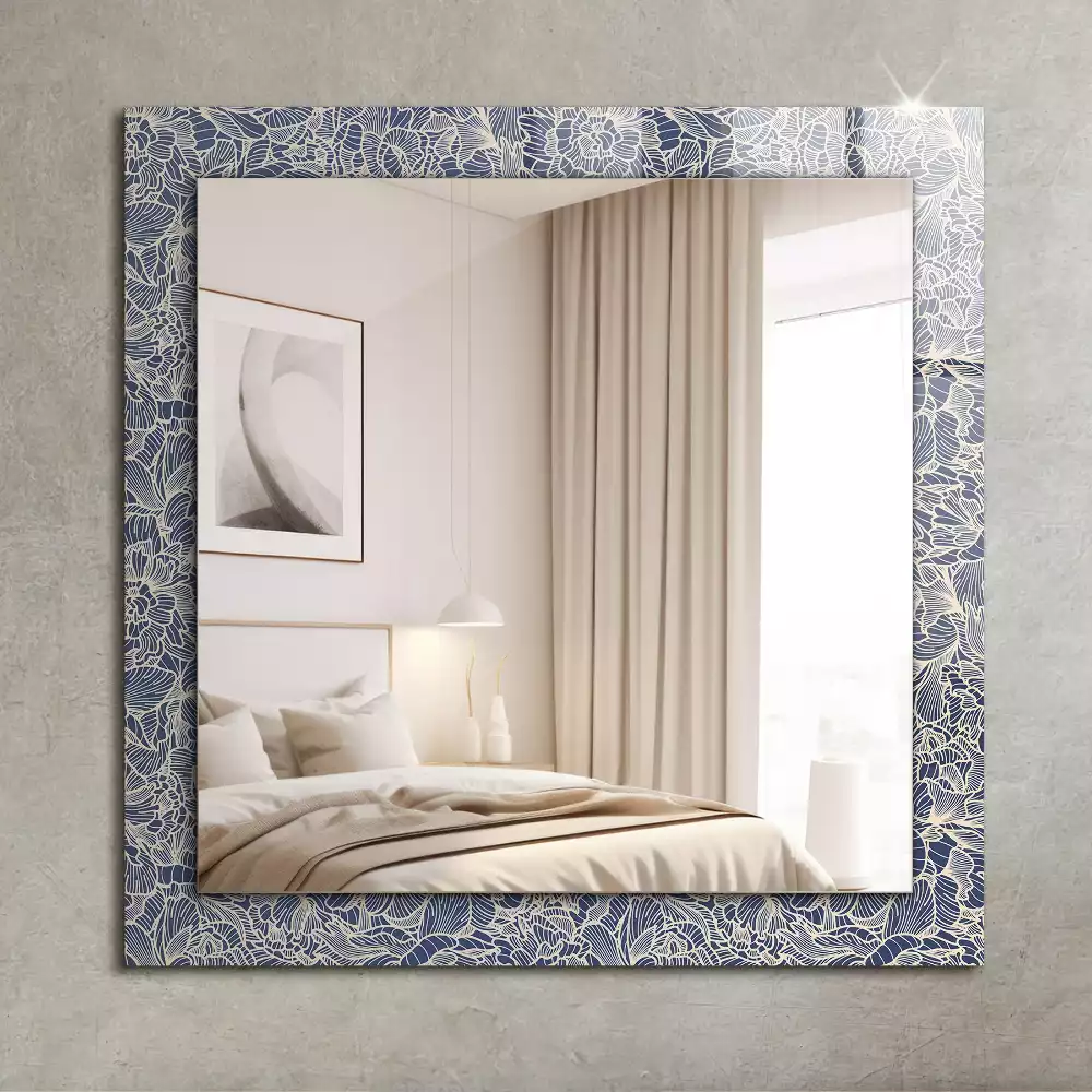 Miroir rectangulaire décoratif imprimé motif textile floral