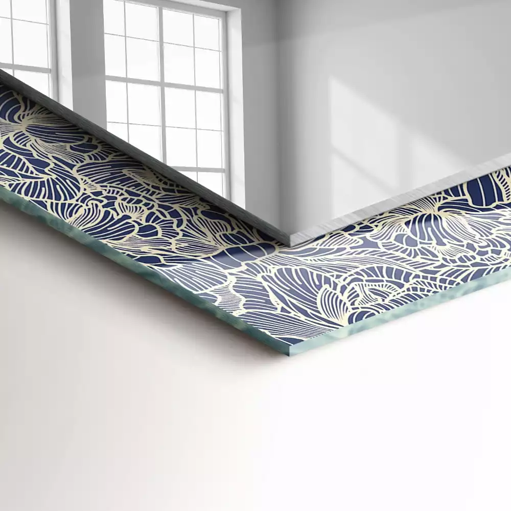 Miroir rectangulaire décoratif imprimé motif textile floral