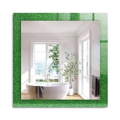 Miroir rectangulaire avec cadre imprimé herbe verdoyante