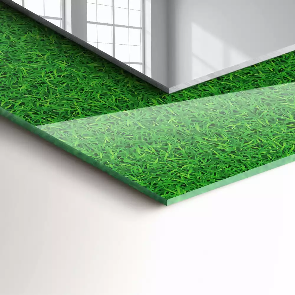 Miroir rectangulaire avec cadre imprimé herbe verdoyante