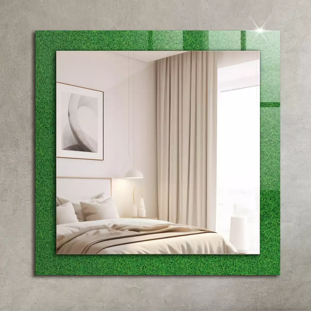 Miroir rectangulaire avec cadre imprimé herbe verdoyante