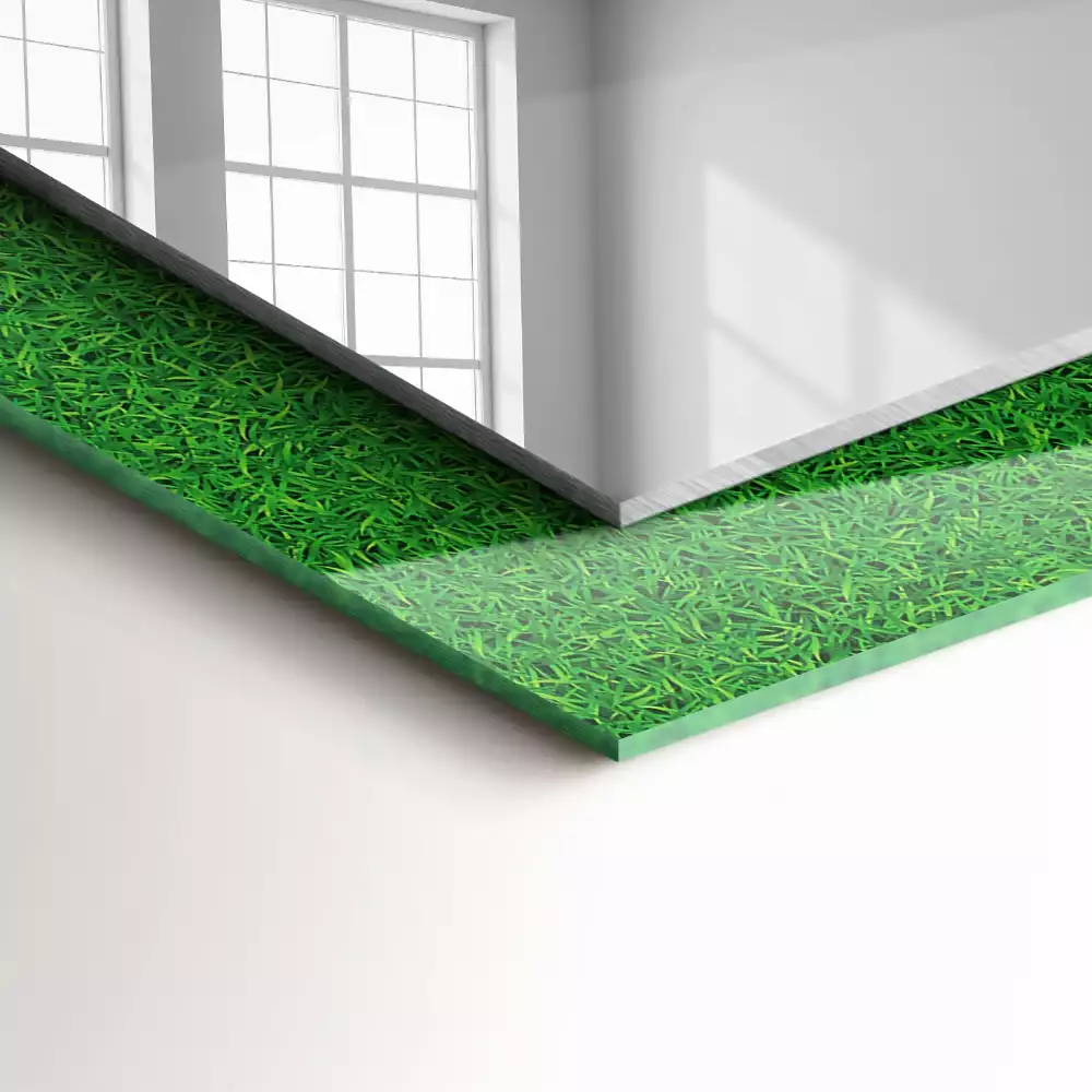 Miroir rectangulaire avec cadre imprimé herbe verdoyante