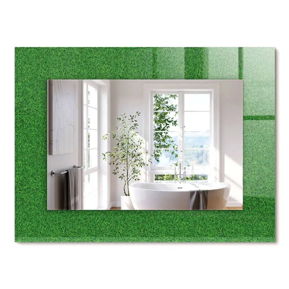 Miroir rectangulaire avec cadre imprimé herbe verdoyante