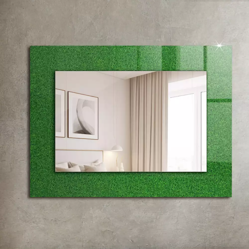 Miroir rectangulaire avec cadre imprimé herbe verdoyante