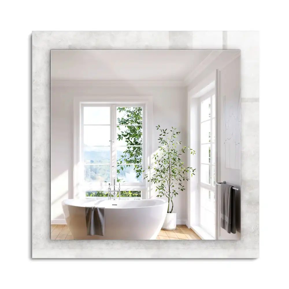Miroir rectangulaire à cadre imprimé motif structurel gris