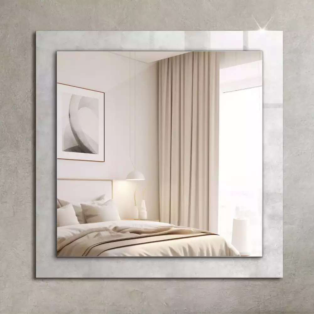 Miroir rectangulaire à cadre imprimé motif structurel gris