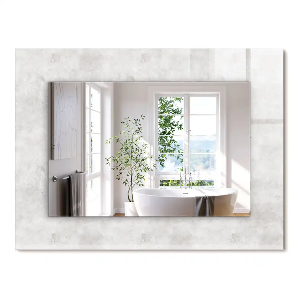 Miroir rectangulaire à cadre imprimé motif structurel gris