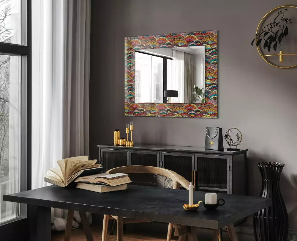 Miroir rectangulaire décoratif arcs et vagues colorés