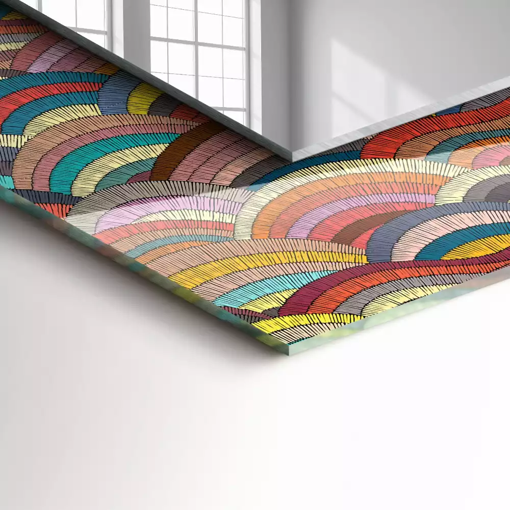 Miroir rectangulaire décoratif arcs et vagues colorés