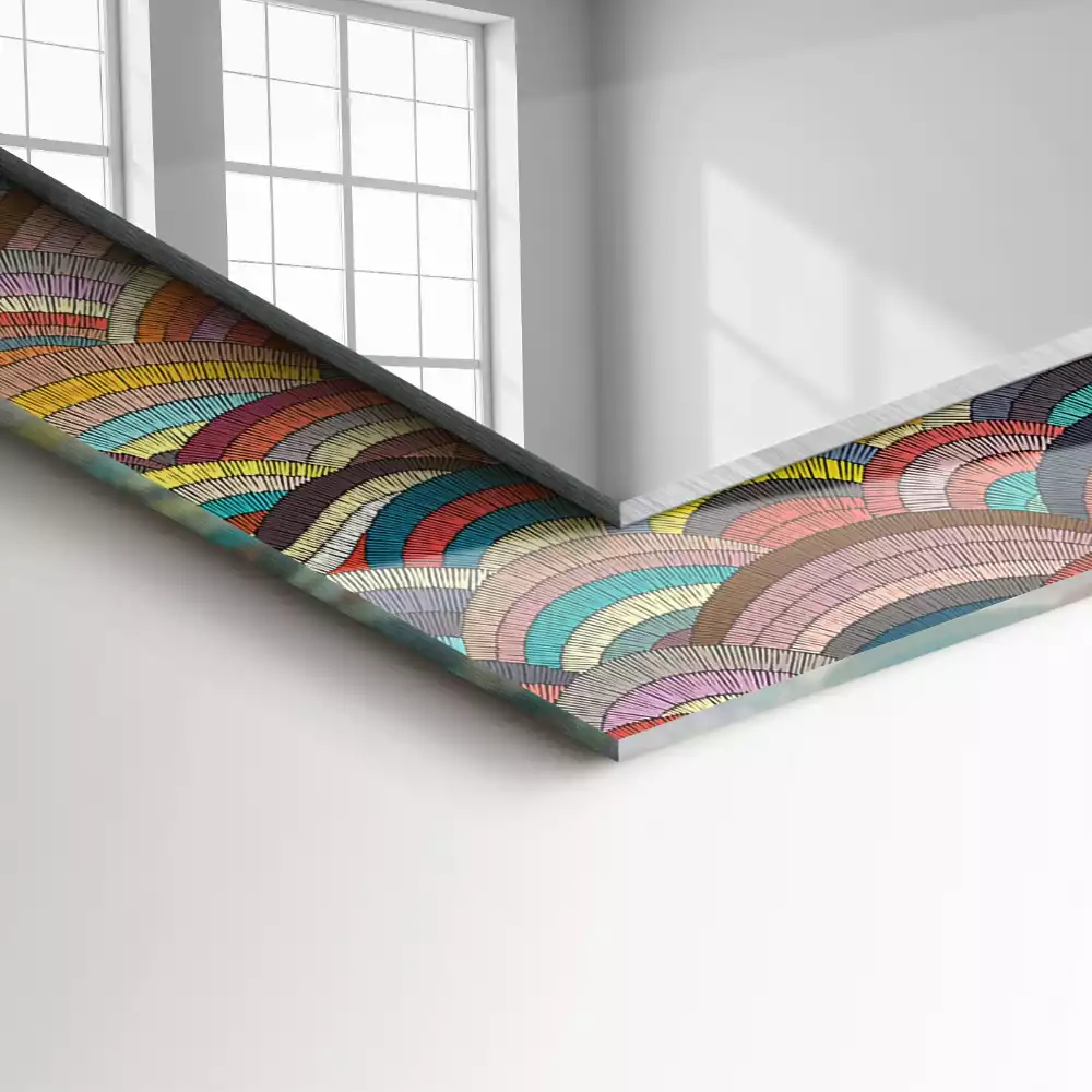 Miroir rectangulaire décoratif arcs et vagues colorés