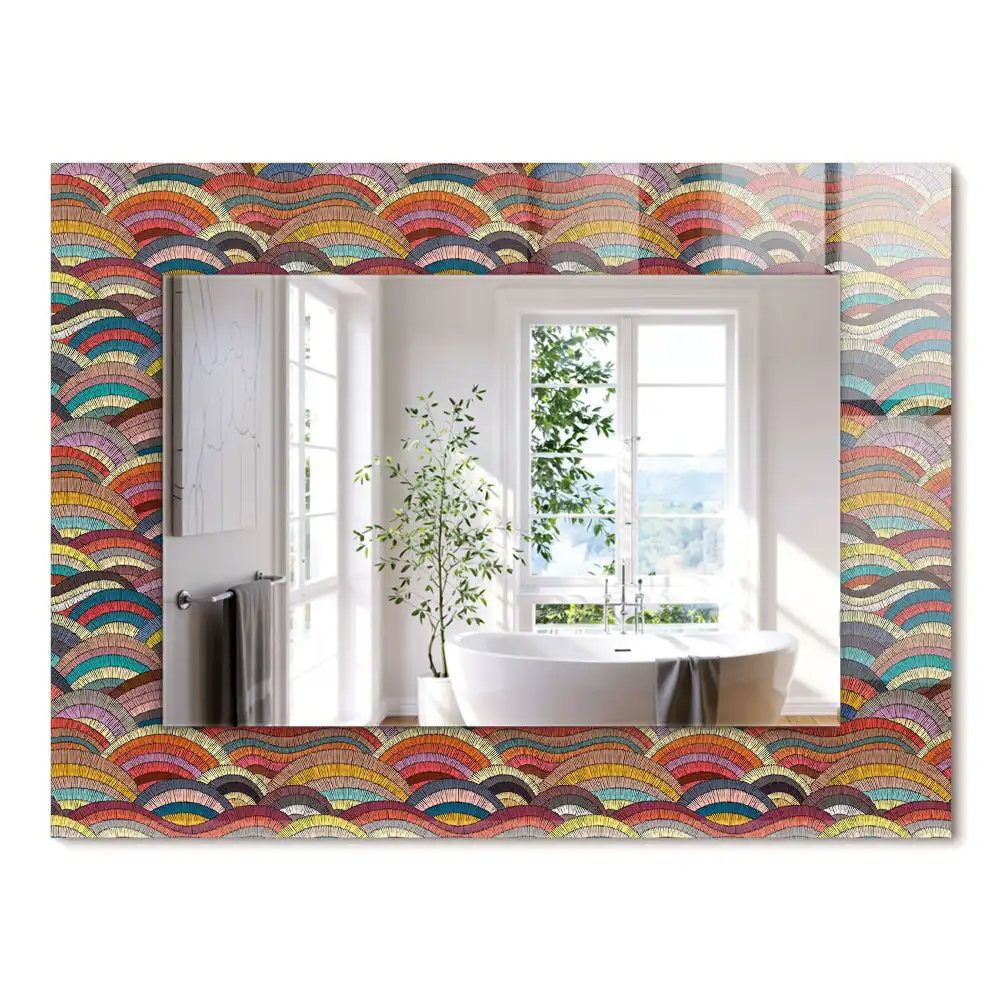 Miroir rectangulaire décoratif arcs et vagues colorés