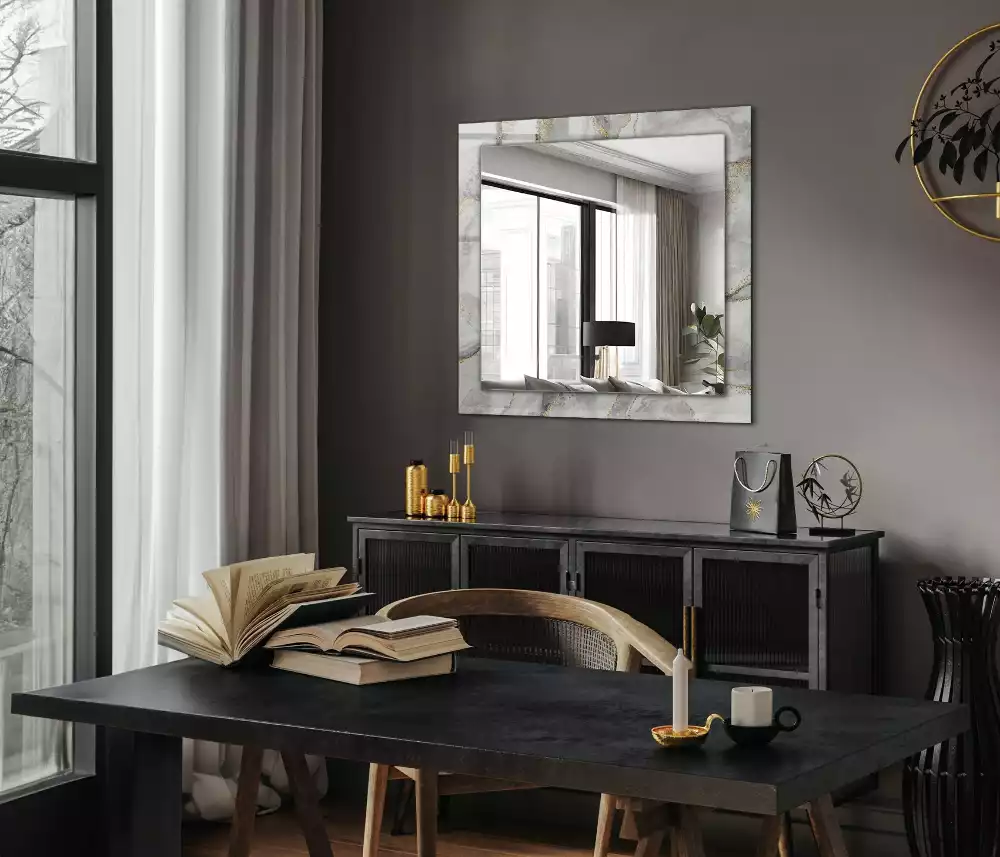Miroir rectangulaire imprimé marbre veiné