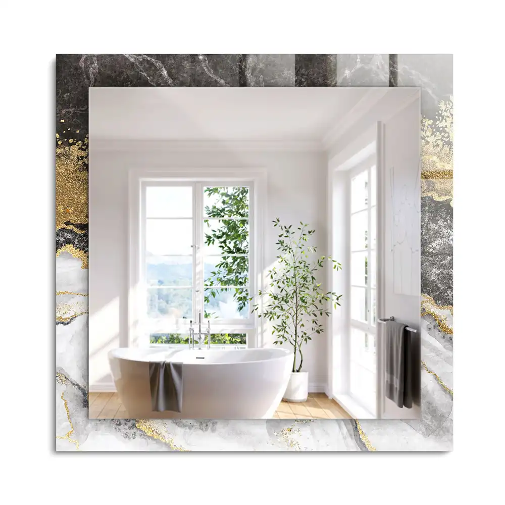 Miroir rectangulaire décoratif imprimé abstraction de veinage de marbre