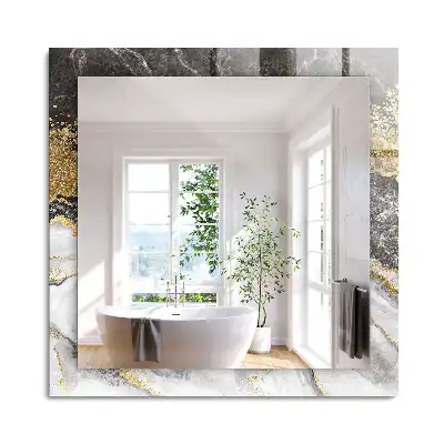 Miroir rectangulaire décoratif imprimé abstraction de veinage de marbre