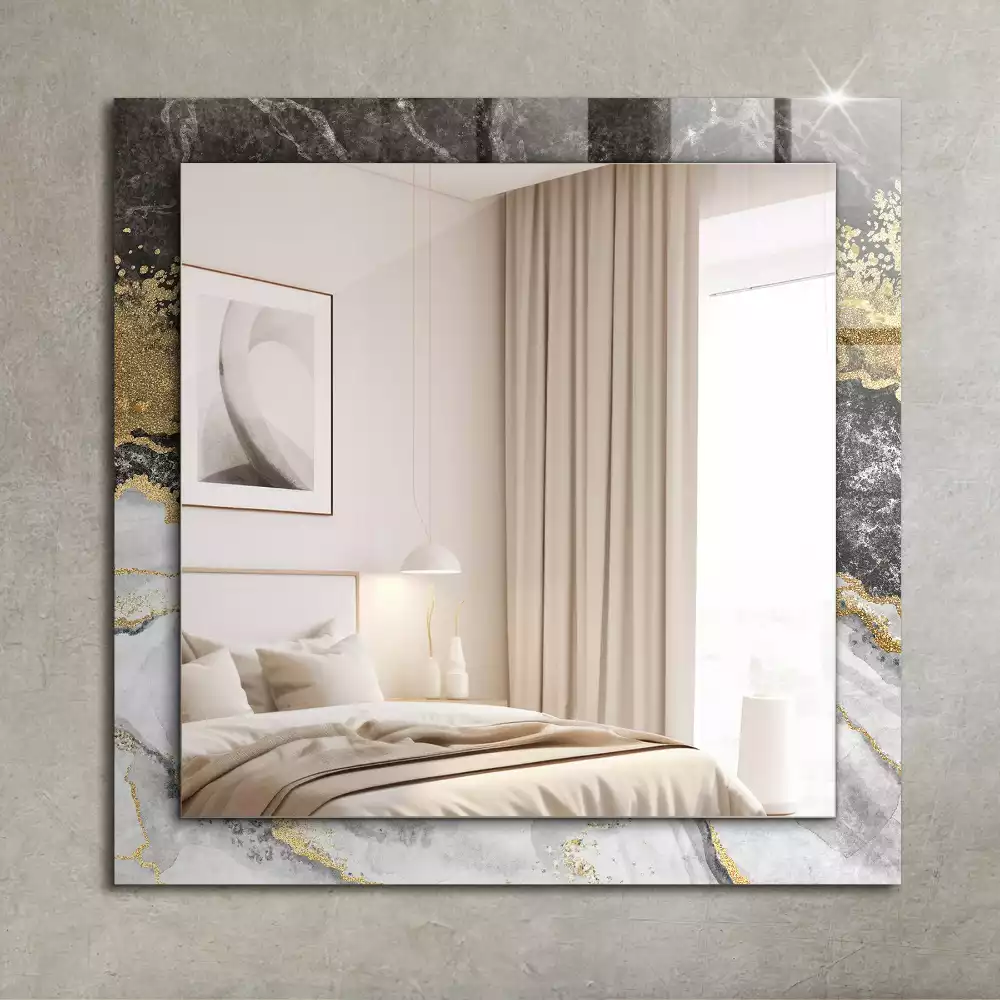 Miroir rectangulaire décoratif imprimé abstraction de veinage de marbre