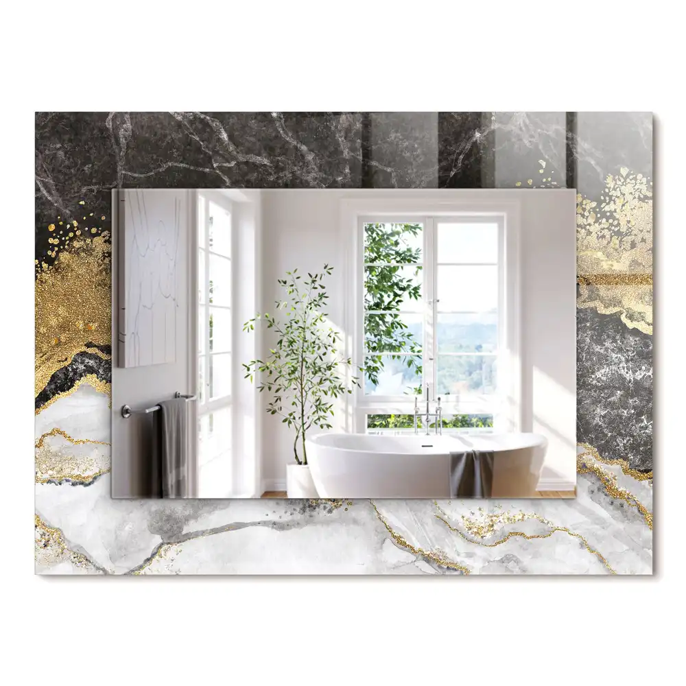 Miroir rectangulaire décoratif imprimé abstraction de veinage de marbre