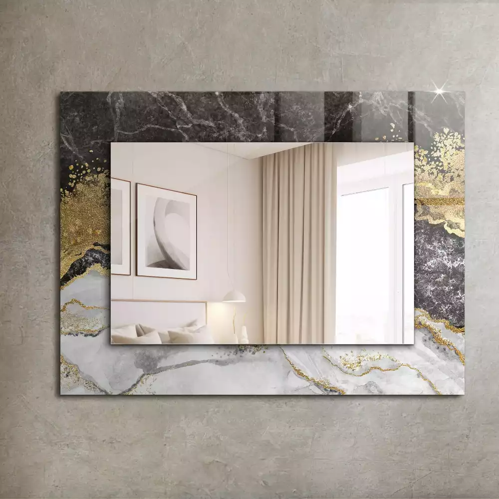 Miroir rectangulaire décoratif imprimé abstraction de veinage de marbre