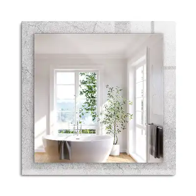Miroir rectangulaire avec cadre imprimé surface en béton fissurée