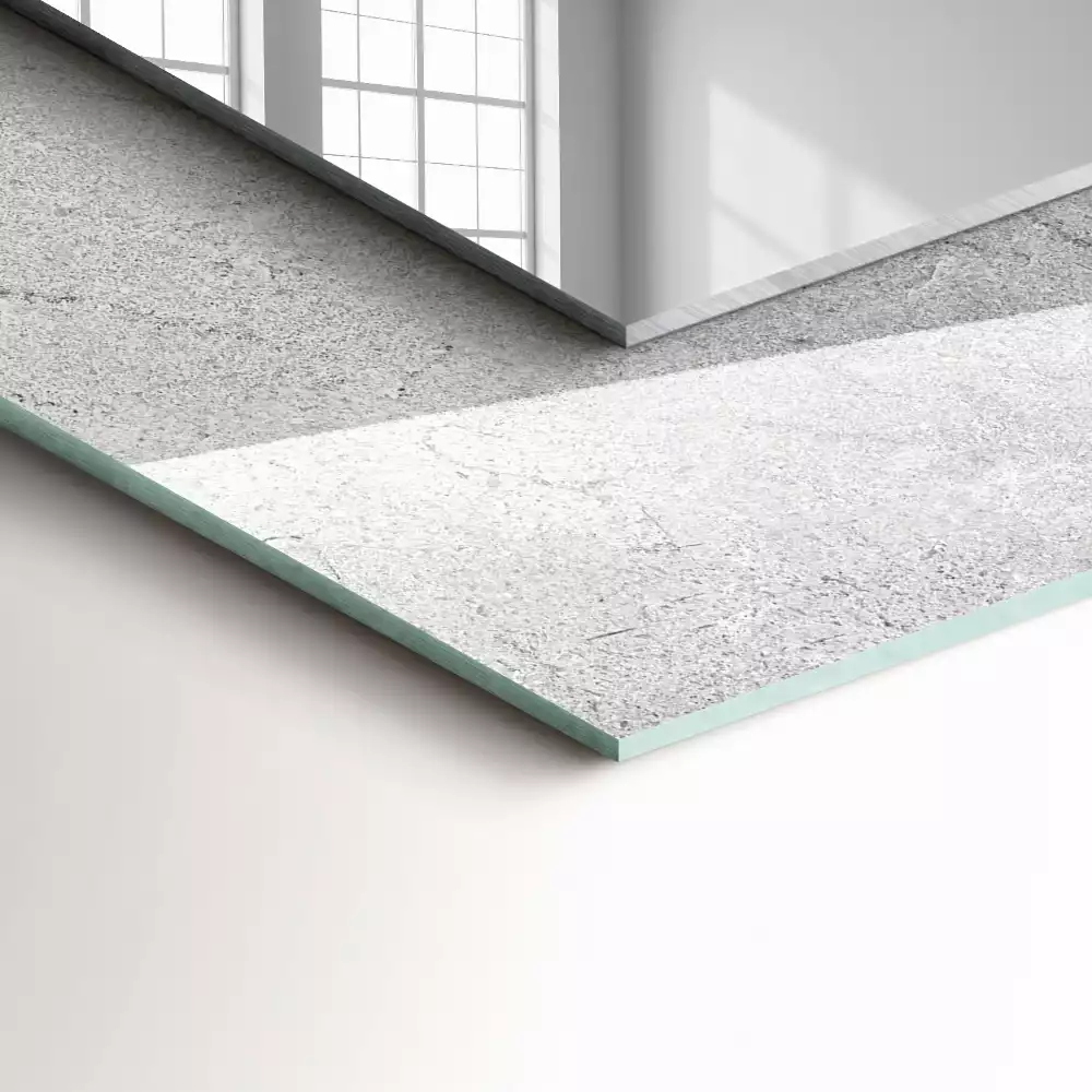 Miroir rectangulaire avec cadre imprimé surface en béton fissurée
