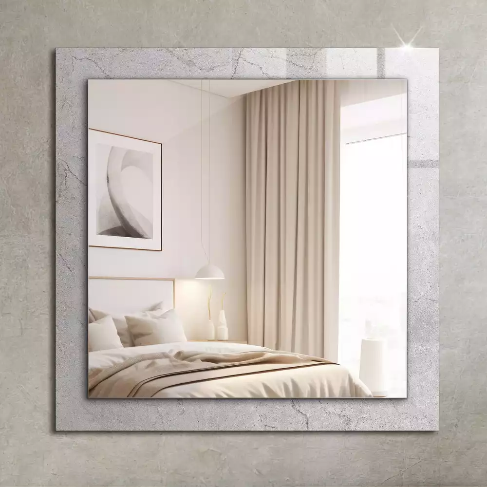 Miroir rectangulaire avec cadre imprimé surface en béton fissurée