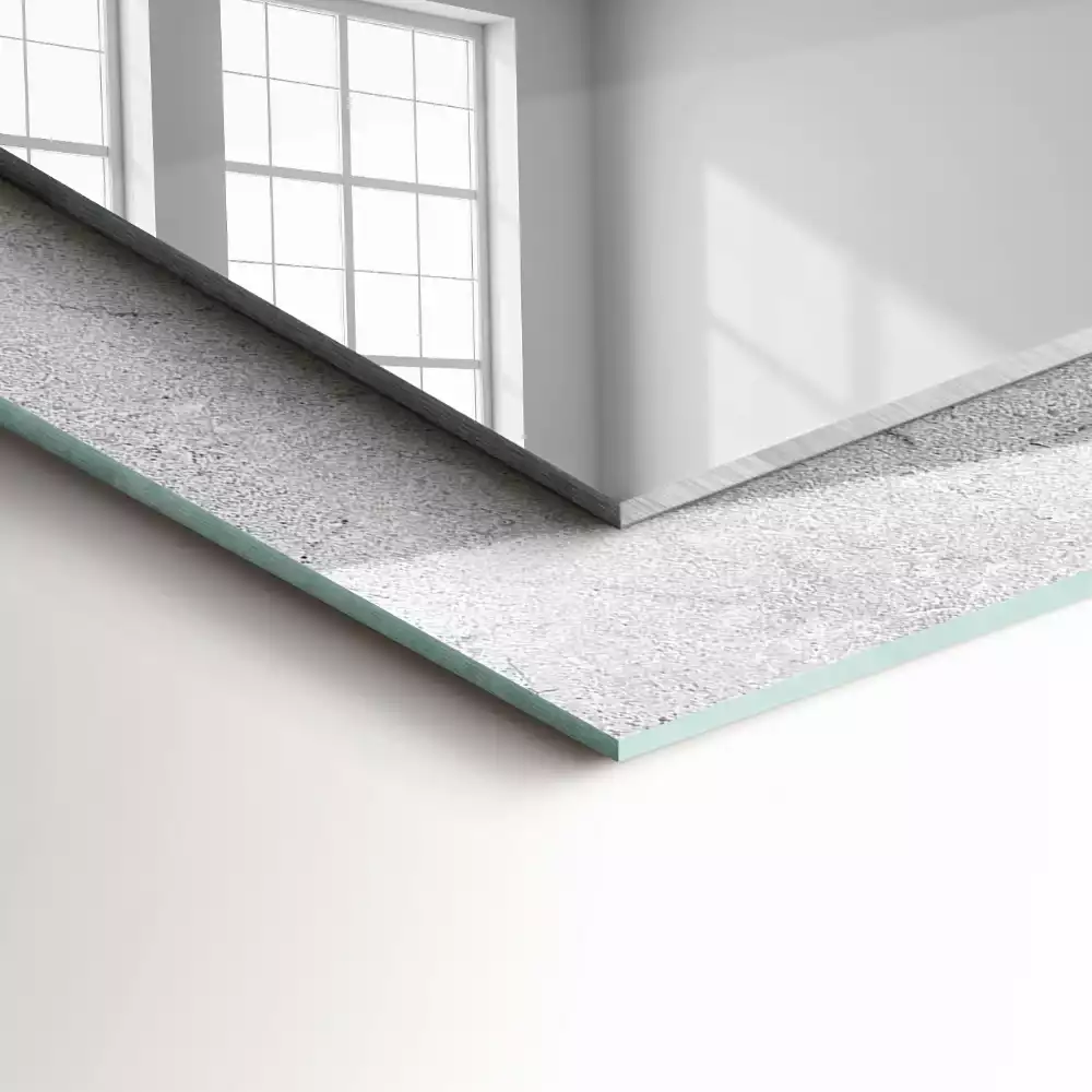 Miroir rectangulaire avec cadre imprimé surface en béton fissurée
