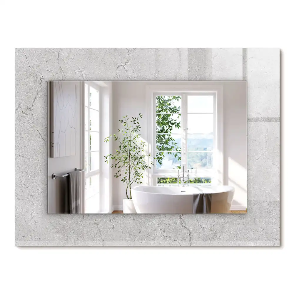 Miroir rectangulaire avec cadre imprimé surface en béton fissurée