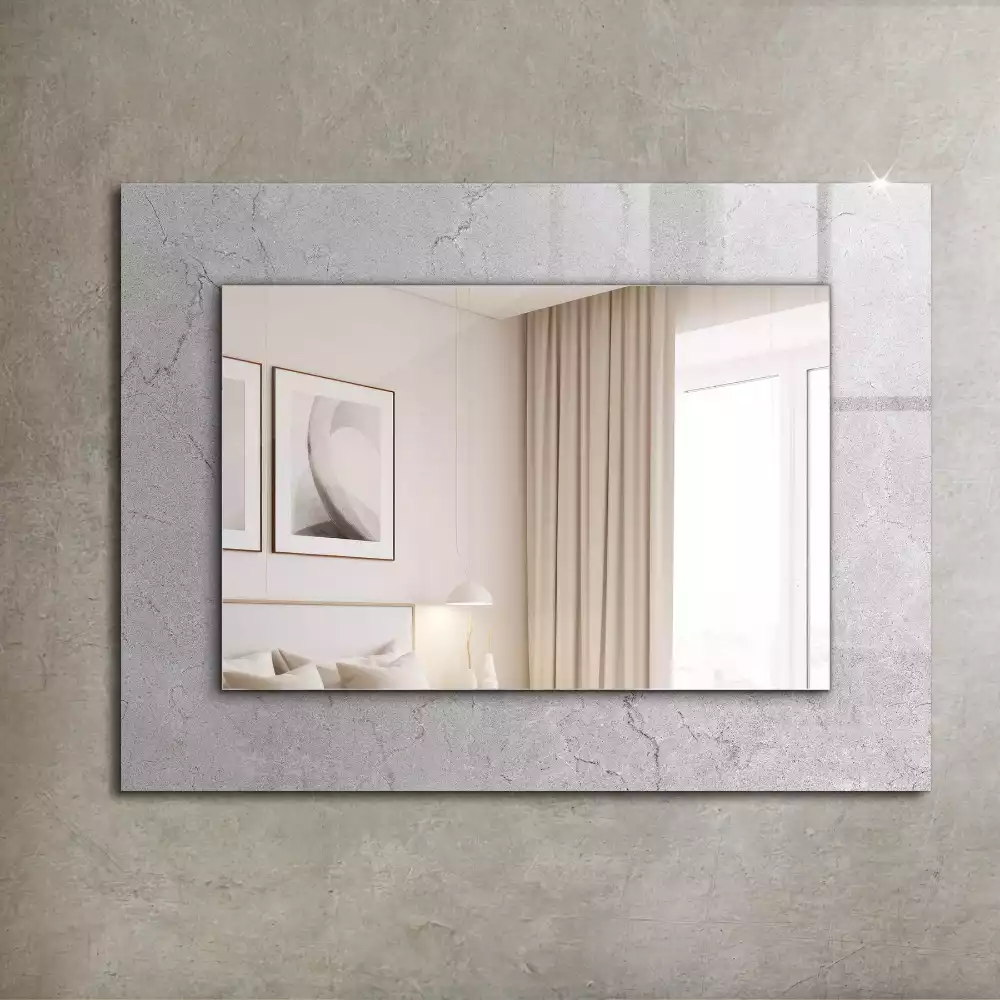 Miroir rectangulaire avec cadre imprimé surface en béton fissurée