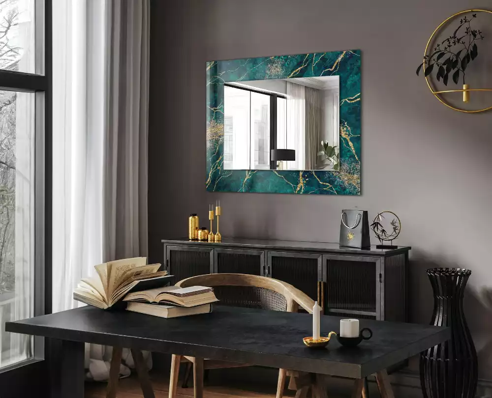 Miroir rectangulaire à cadre imprimé marbre émeraude