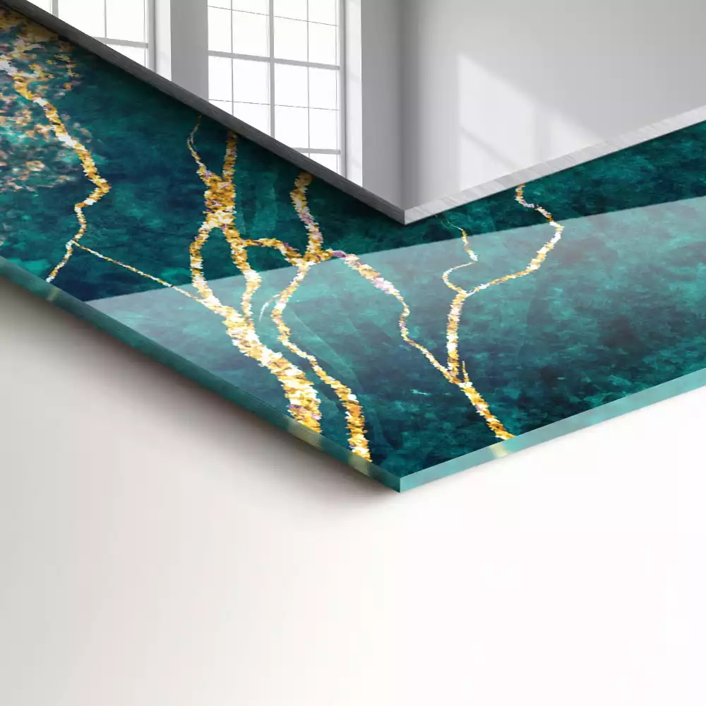 Miroir rectangulaire à cadre imprimé marbre émeraude